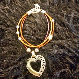 Brighton brown bracelet heart dangle